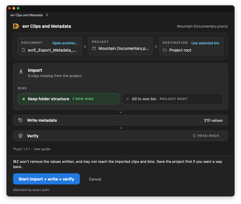 The confirmation screen